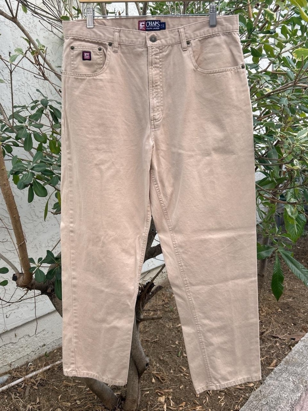 Vintage 90s Chaps Ralph Lauren Pants 35x28 Khaki Beige Straight Leg